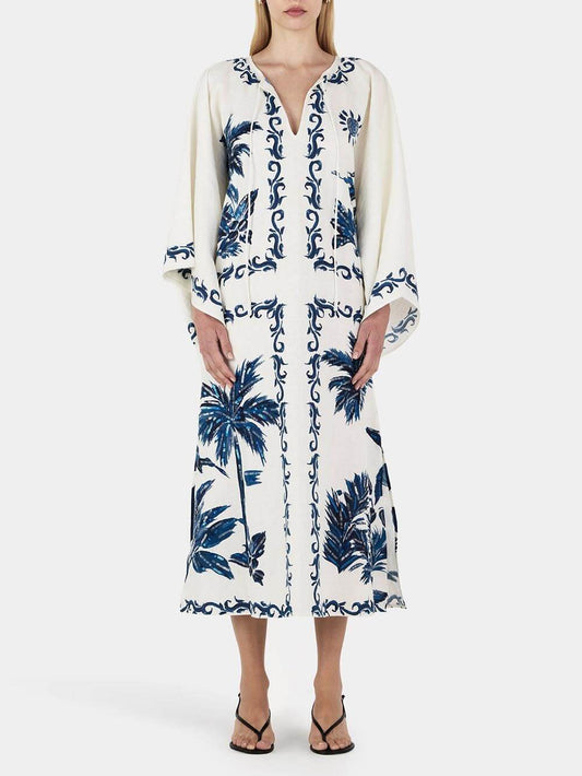Glamorous Vintage Hawaiian-Print Sequined Midi Dress - Oversized, Relaxed Fit