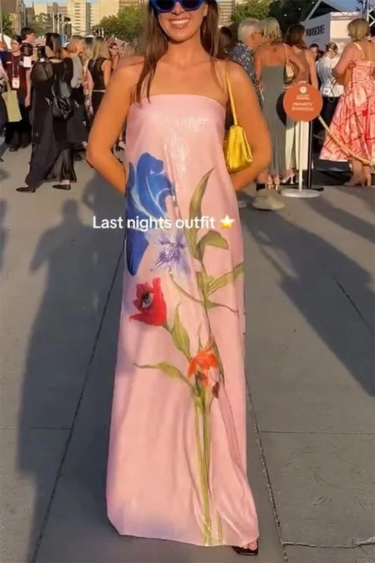 Sequined Floral-Print Off-Shoulder A-Line Maxi Dress for a Special Night