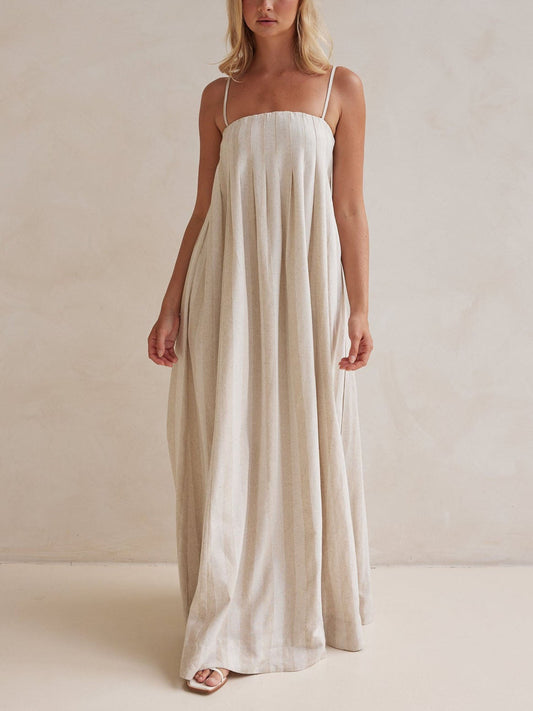 Chic Halter-Neck Striped Maxi Dress — Casual Summer Essential