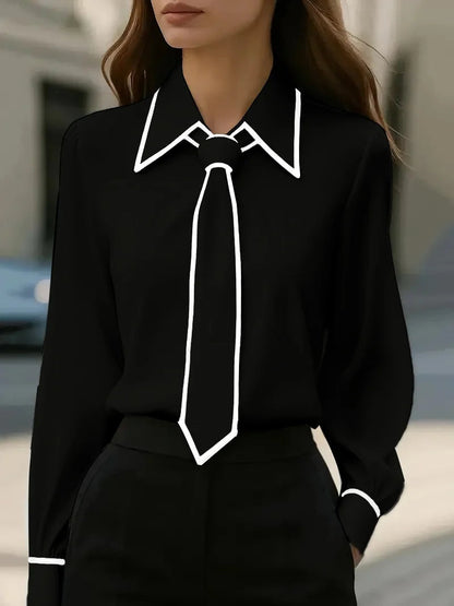Maison Contrast Tie Blouse