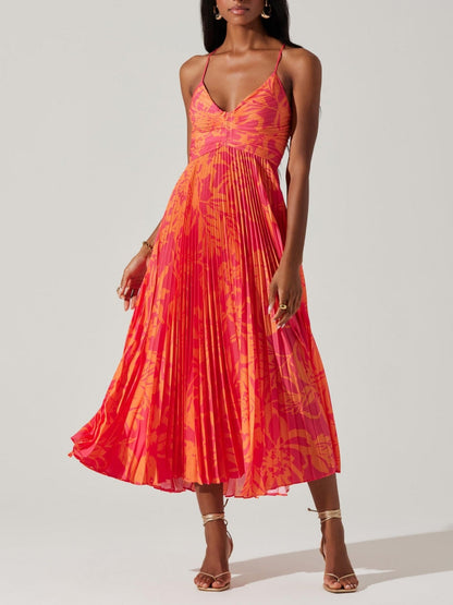 Timeless Floral-Print Pleated Midi Dress
