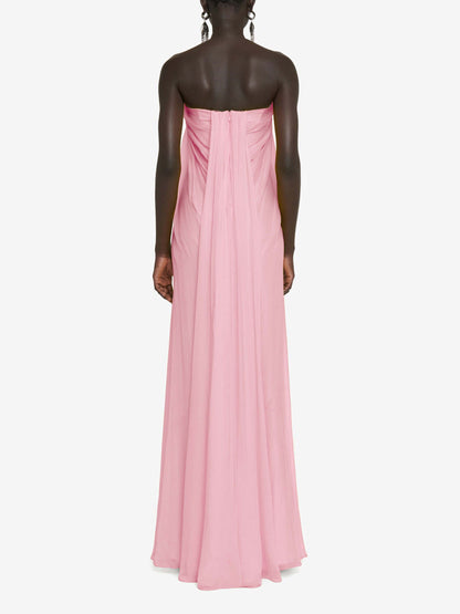 Glamorous Strapless A-Line Pleated Maxi Dress