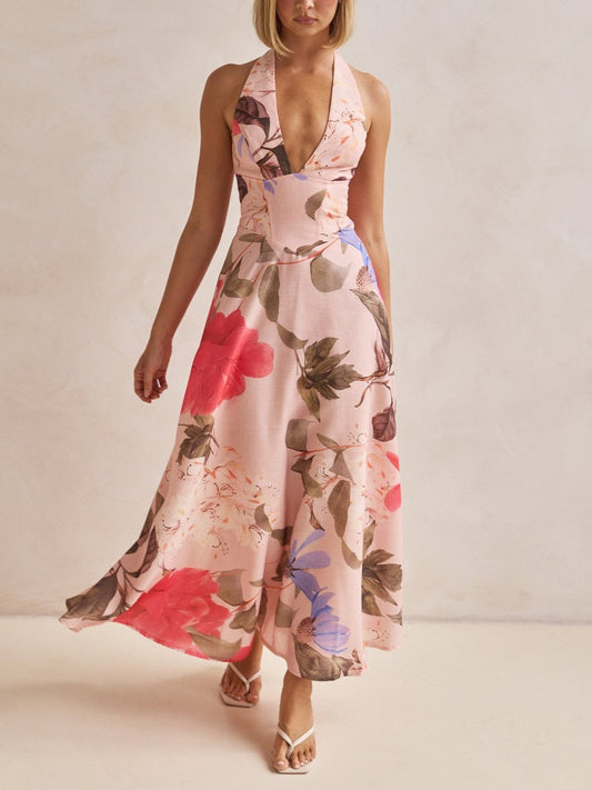 Glamorous Deep-V Plunge Maxi Dress