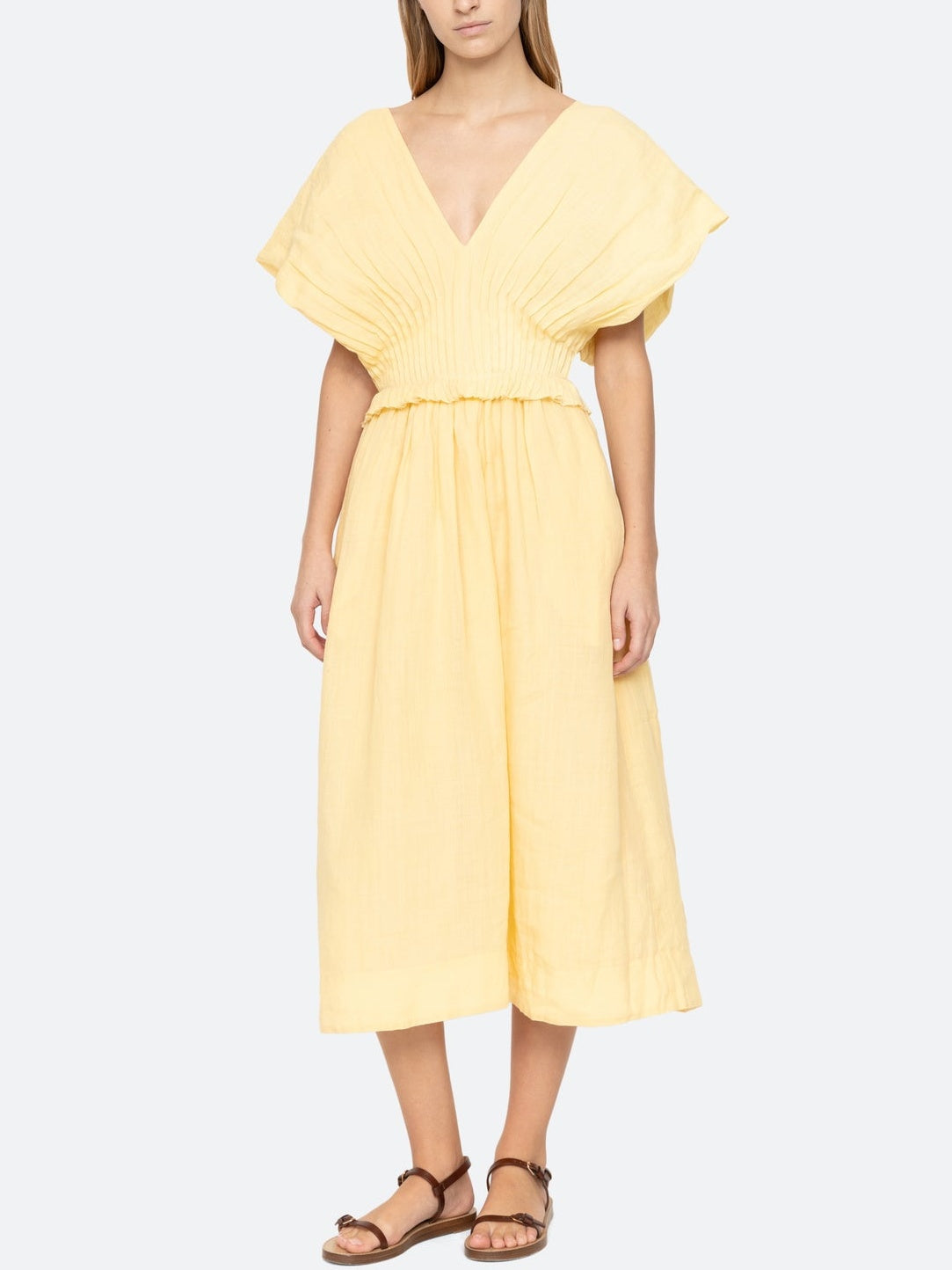 Midi Dress with Dramatic Oversized Sleeves